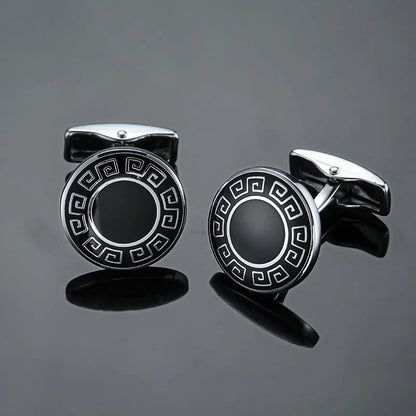 Exquisite copper cufflinks with a geometric pattern, perfect for enhancing men's formal attire at business events.