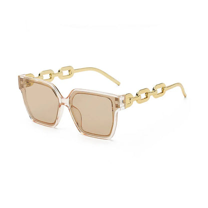 Chic women's sunglasses featuring a full metal frame in a geometric square design, ideal for stylish outdoor occasions.