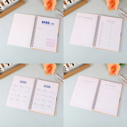 Chic A5 notebook design showcasing vibrant flowers and graceful giraffes, perfect for stylish students.