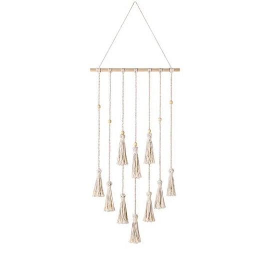 Luxurious hand-woven cotton tassel tapestry wall hanging in Nordic style, perfect for enhancing the décor of B & B hotels.