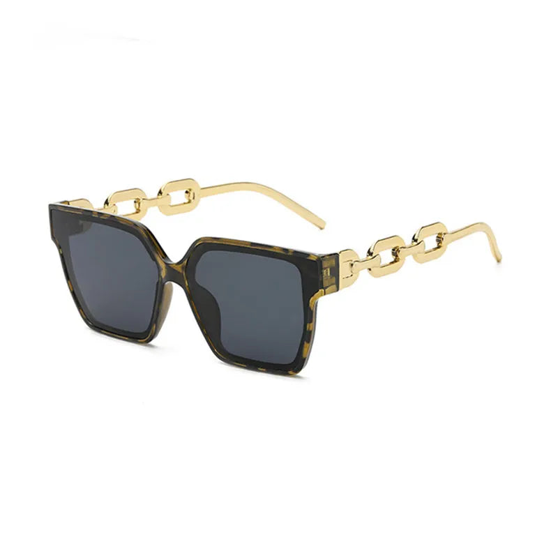 Luxury geometric square metal full frame sunglasses for women, UV400 protection, perfect for street fashion.