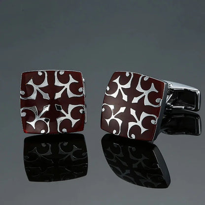 Luxury geometric copper plated cufflinks for men, showcasing an elegant design ideal for business occasions.