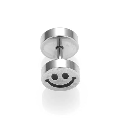 1 Piece Halloween Nordic Style Gothic Hip-Hop Smile Face Star Skull Polishing 316L Stainless Steel  Ear Studs