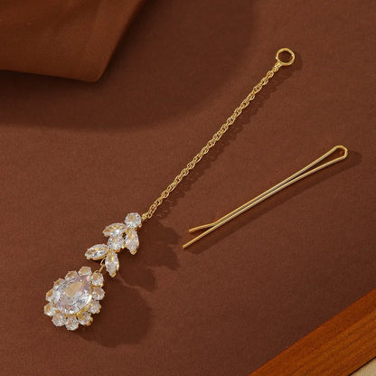 New Fashionable European Crystal Zirconia Waterdrop Hair Accessories For Brides Shiny Tassel forehead Chain Women's Jewelry