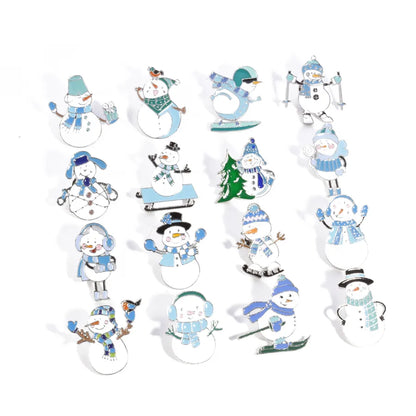 Christmas Snowman Series Metal Lapel Pin Winter Sweater Collar Pin Geometric Pattern British Vintage Style Unisex Lapel Brooch