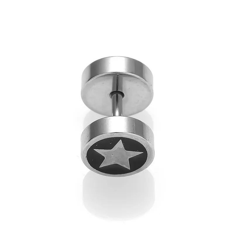 1 Piece Halloween Nordic Style Gothic Hip-Hop Smile Face Star Skull Polishing 316L Stainless Steel  Ear Studs