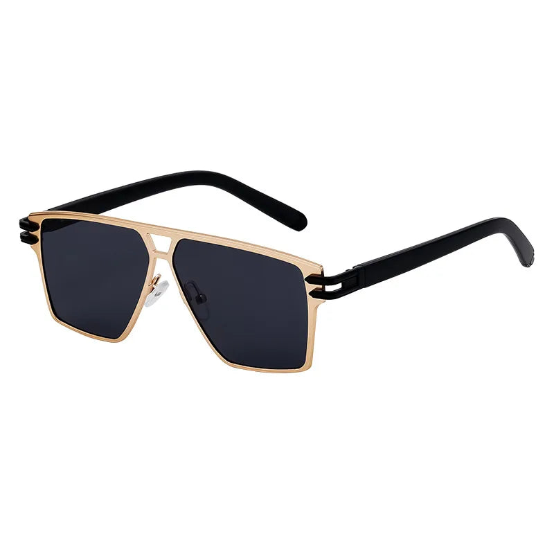 High-quality men's full-frame sunglasses in a trendy geometric design, suitable for all seasons and outdoor adventures.