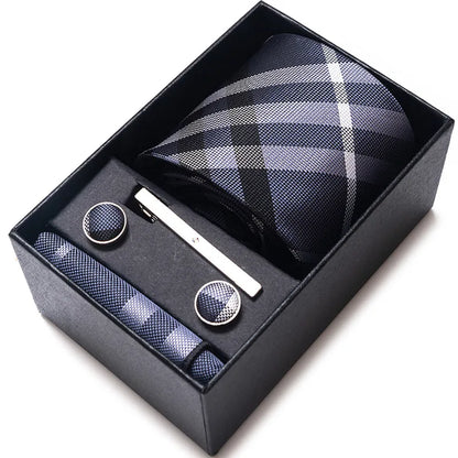 Collection display of elegant men's cufflinks and lavalier ties, capturing the essence of contemporary fashion.