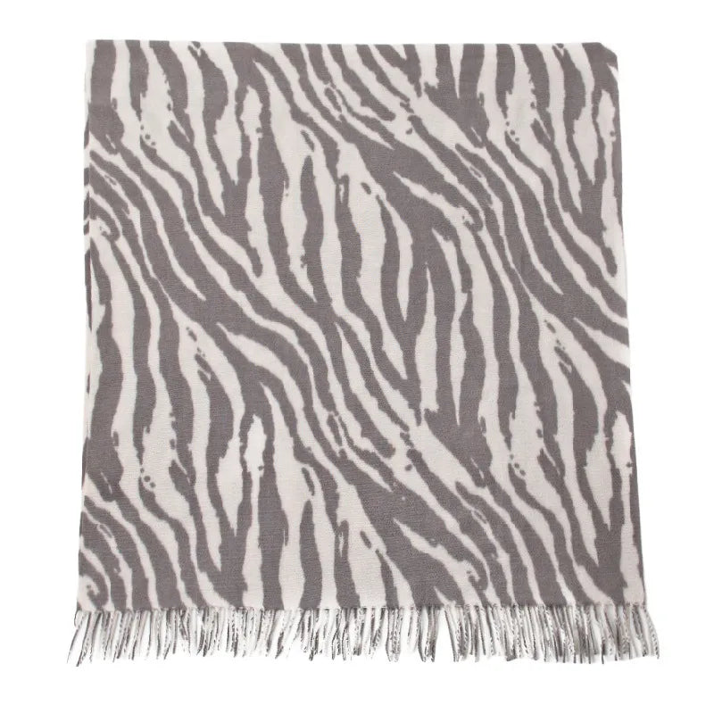 Women's Casual Zebra Leopard Polyester Tassel Scarf