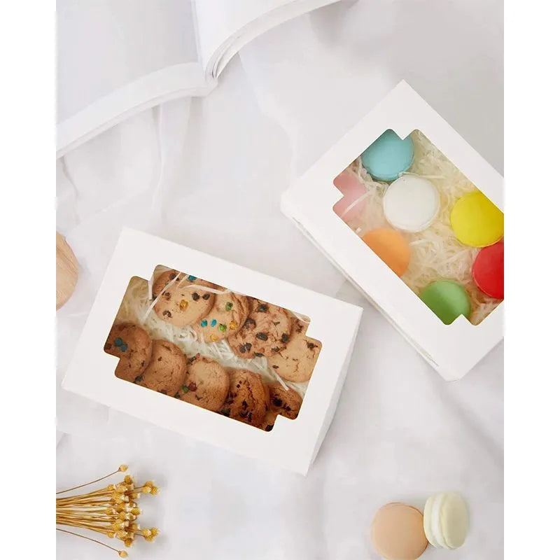 Chic disposable paper cake box, perfect for luxurious treats with a clear view to entice sweet enthusiasts.