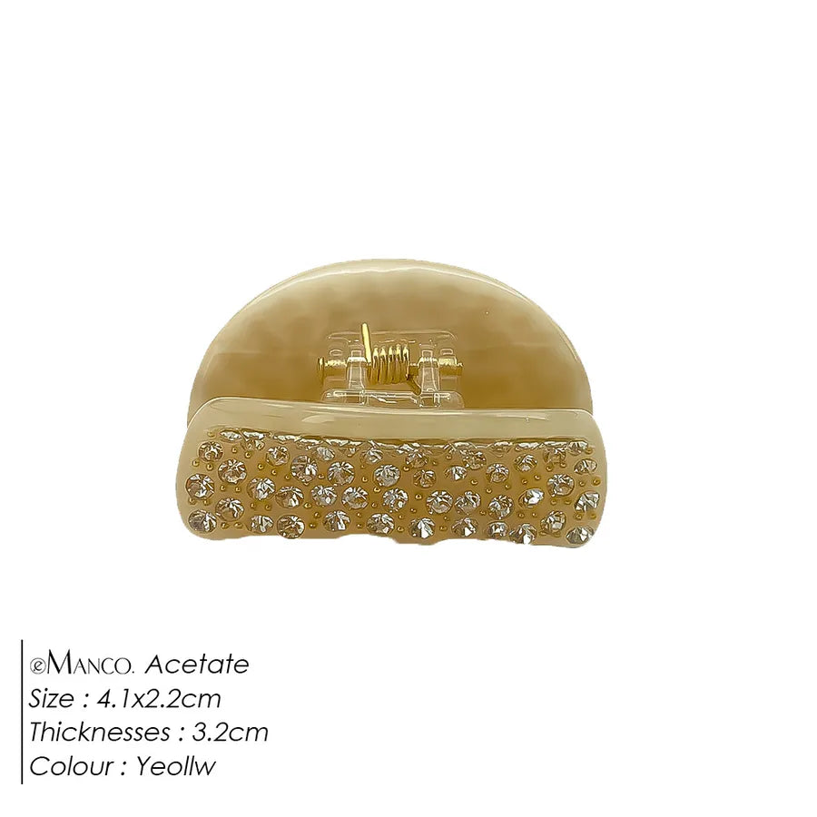 Elegant Full Diamond Acetate Hair Clip  Style Vintage Versatile Tail Hair Accessories For Women