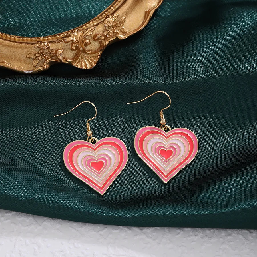 1 Pair Casual Sweet Heart Shape Enamel Alloy Drop Earrings