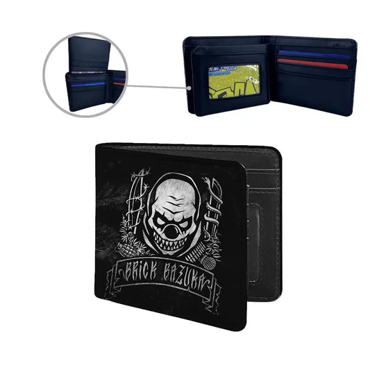 Men's luxury skull print PU leather flip cover wallet, stylish streetwear accessory, designed for all seasons and ideal for holidays and daily use.