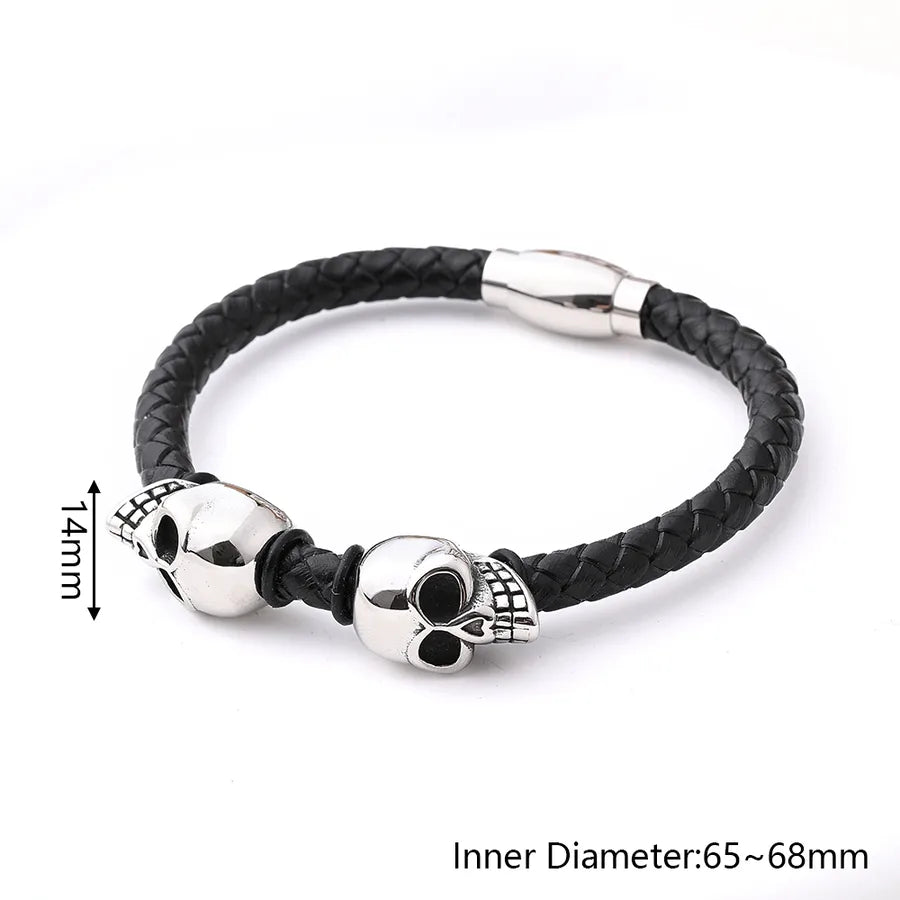 Capture of the luxurious Men's Casual Skull Wristband displaying its unique skull motif and high-quality materials, perfect for trendy men.