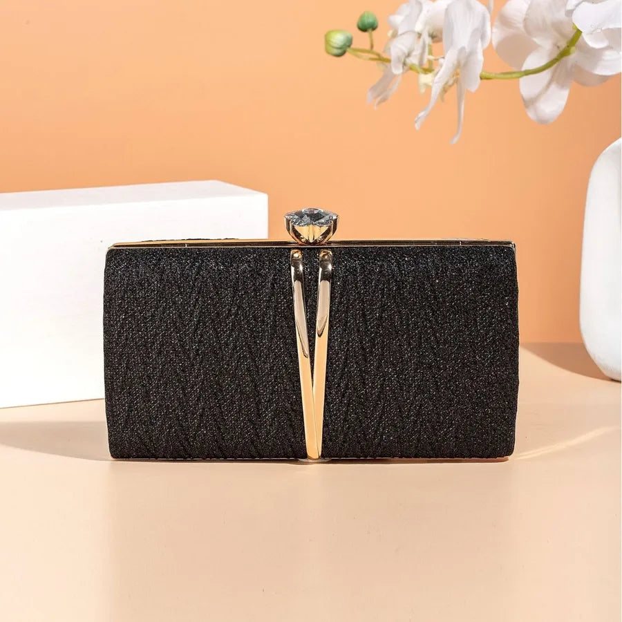 Fashionable Folded Clutch Bag Shiny Elegant Evening Dress Handbag Single Shoulder Slant Cross Bag For Women In Europe