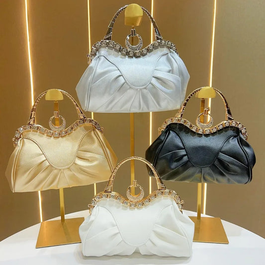 New Retro Folded Handbag Large Capacity Single Shoulder Bag Evening Bag Simple Ladies Crossbody Bag Dumpling Shape Pu Bag