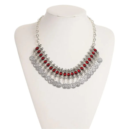 Exaggerated Bohemian Ethnic Style Headwear Necklace Two-In-One Vintage Jewelry Hairband Travel Photography Accessories For Women