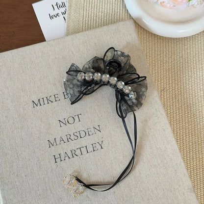 Elegant Floral Cloud Bubble Hair Clip Satin Tassel Butterfly Knot Shark Bite Hair Accessories For Women AB Side Mesh Hairpins