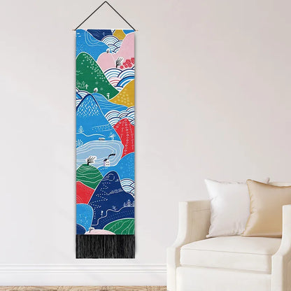Luxurious polyester cotton wall ornament depicting a serene vacation landscape, perfect for enhancing home decor with elegance.