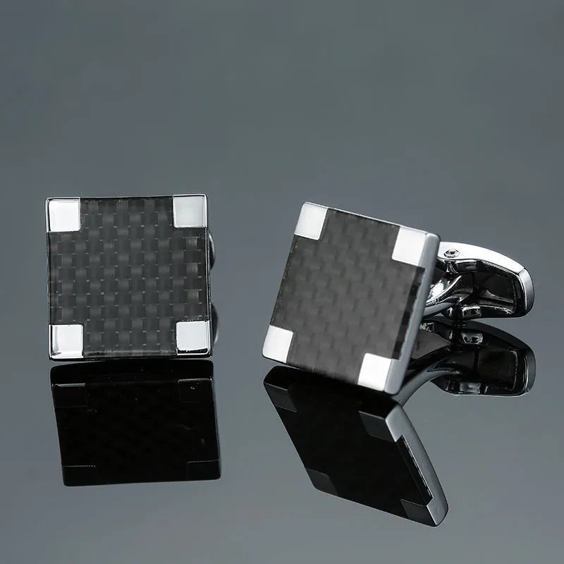 High-end men's cufflinks in geometric design, copper plated finish, suitable for business events.
