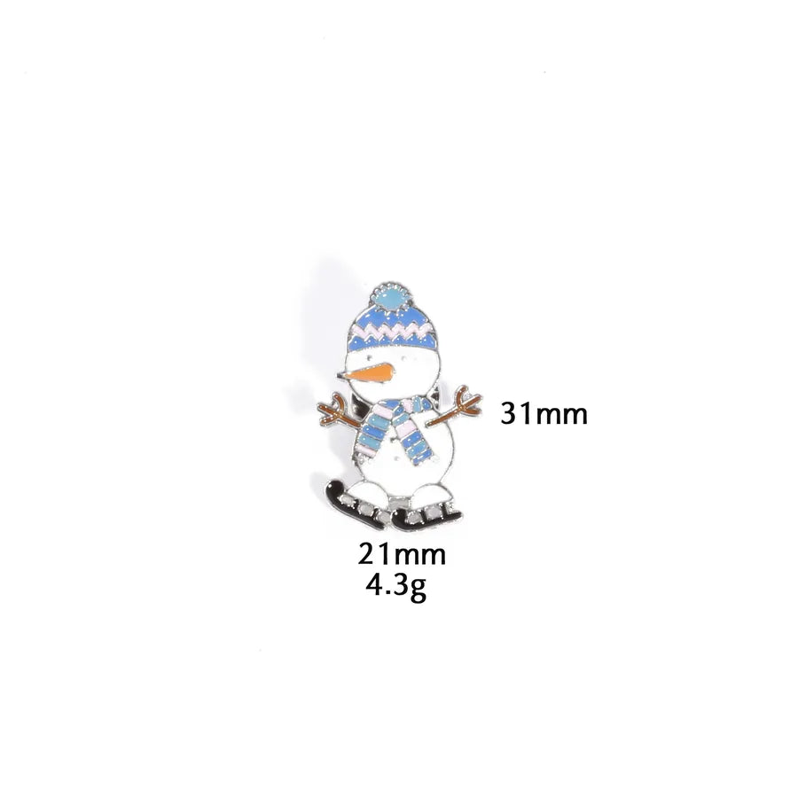 Christmas Snowman Series Metal Lapel Pin Winter Sweater Collar Pin Geometric Pattern British Vintage Style Unisex Lapel Brooch