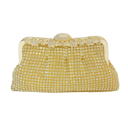 Stylish and luxurious women's clutch bag in square shape, accentuated with a fashionable crossbody strap for versatility.