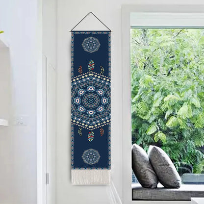 Close-up view of high-quality polyester cotton wall ornament featuring exquisite landscape pattern, ideal for creating a tranquil ambiance.