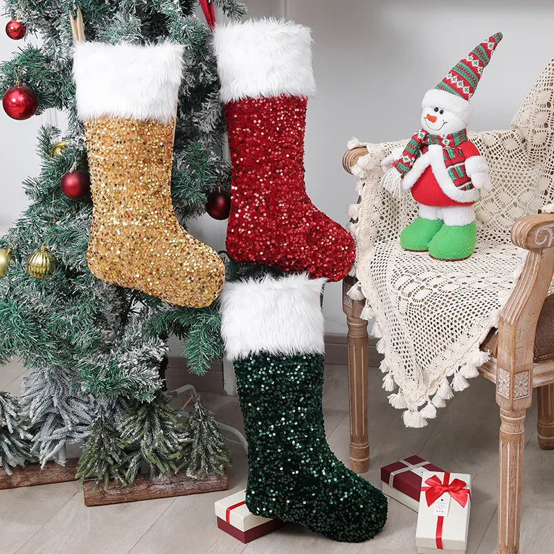 Chic and whimsical Christmas socks designed for indoor festivities, embodying a retro-inspired festive spirit.