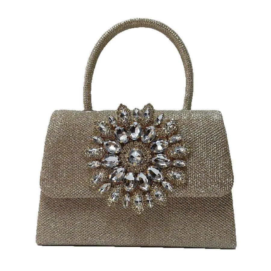 New Fashionable  Diamond Embedded Chain Handbag Small Square Sparkling Evening Bag Women's Clutch Bag