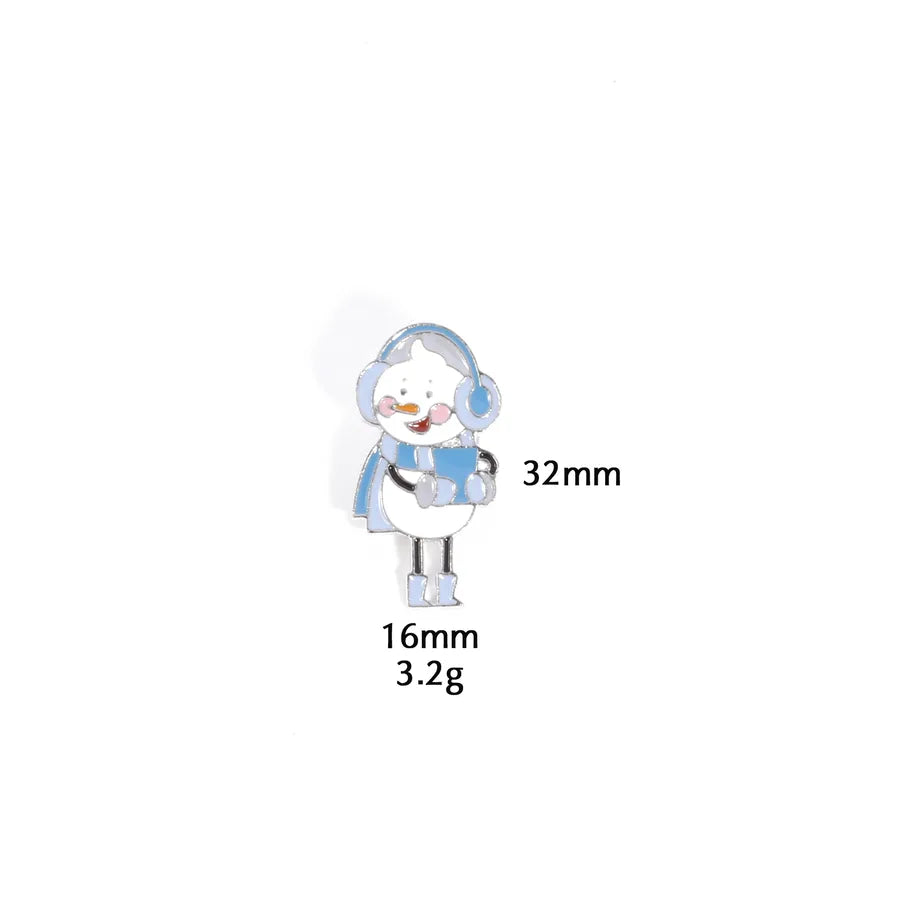 Christmas Snowman Series Metal Lapel Pin Winter Sweater Collar Pin Geometric Pattern British Vintage Style Unisex Lapel Brooch