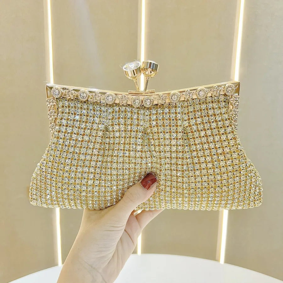 Elegant square shape luxury women's clutch bag made from retro polyester, perfect for dinners with crossbody strap.