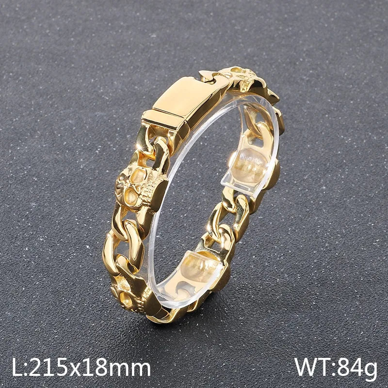 Hip-Hop Skull 304 Stainless Steel Men's Bracelets Men Chain Bracelets