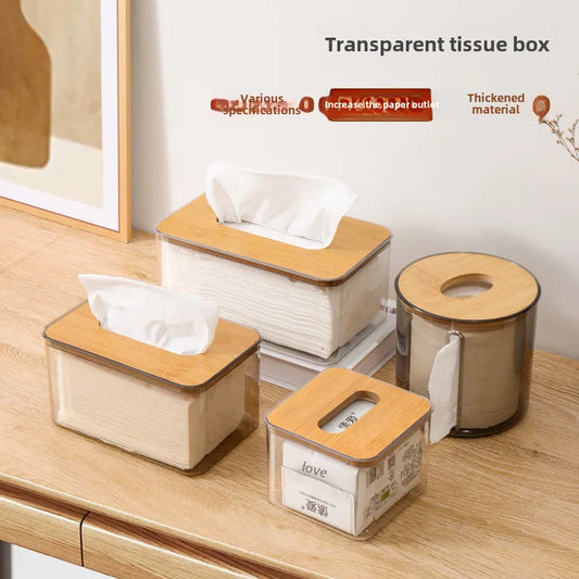 Composite board cover Nordic simple creative tissue box household living room coffee table tissue box transparent dining room tissue box