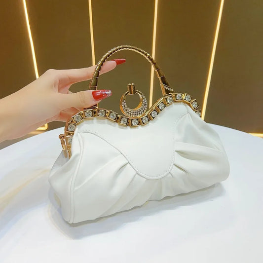 New Retro Folded Handbag Large Capacity Single Shoulder Bag Evening Bag Simple Ladies Crossbody Bag Dumpling Shape Pu Bag