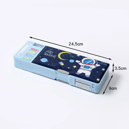 Sleek cartoon-patterned pencil case, emphasising functionality with a large storage capacity for school essentials.