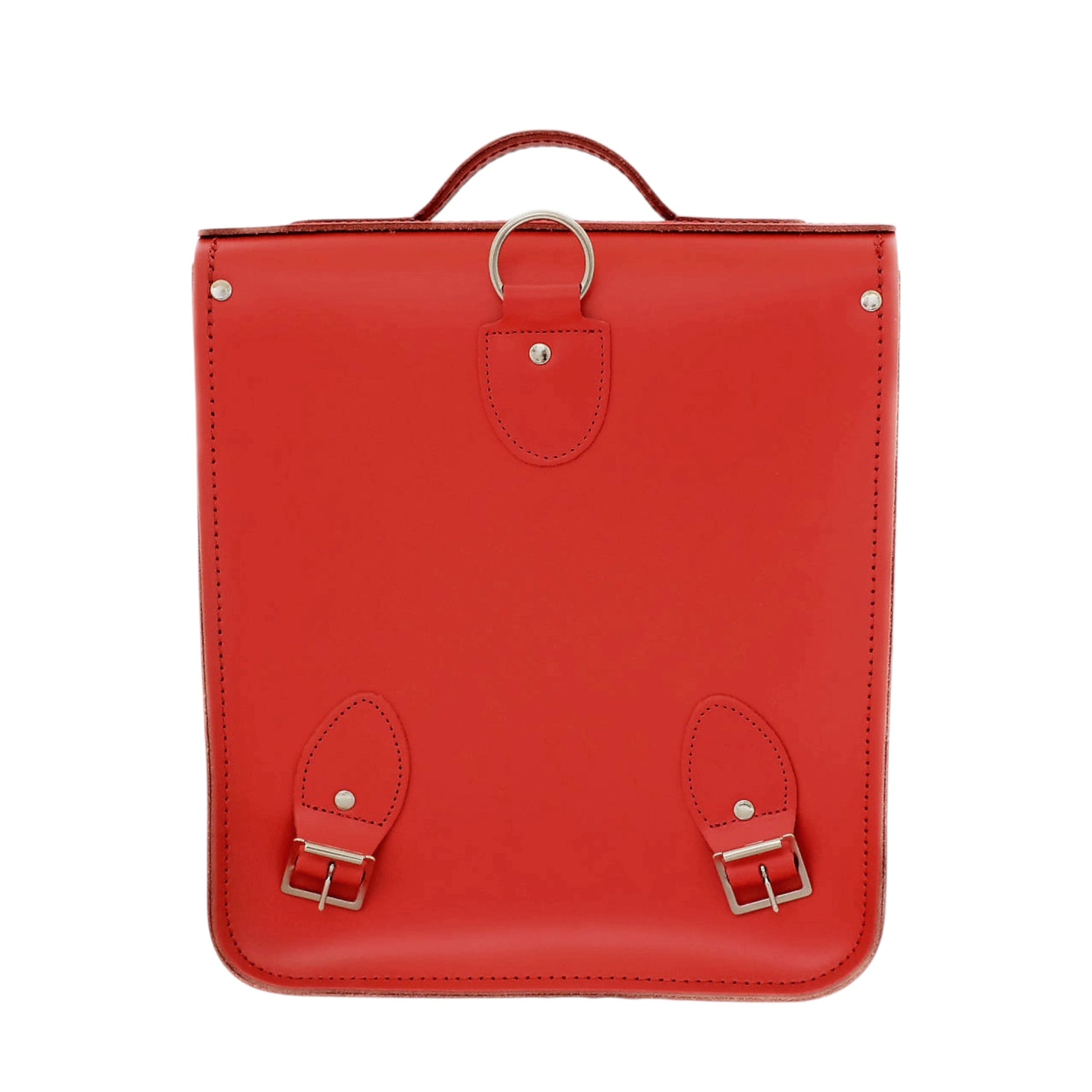 Versatile Pillar Box Red City Backpack by Zatchels, featuring adjustable straps and customizable fastenings for unparalleled comfort and style.