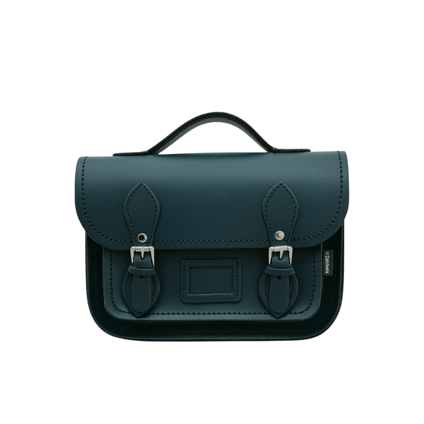 Elegant Pine Leather Midi Satchel showcasing premium craftsmanship with matching stitching and nickel silver buckles, perfect for luxury style.