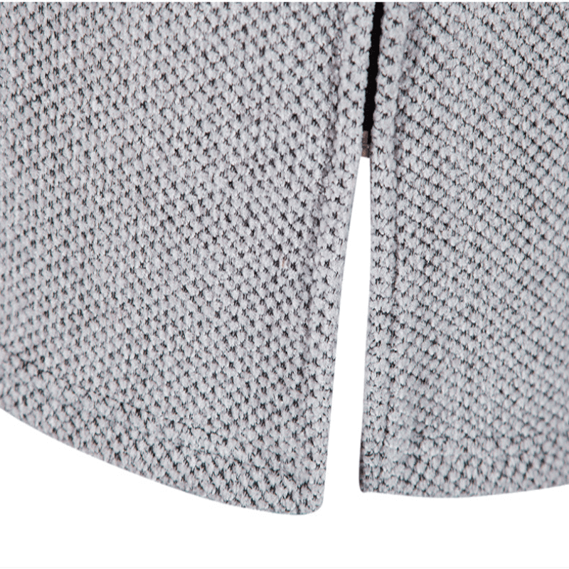 Stylish Men's Plus Fleece Hooded Winter Cardigan Jacket in navy blue, featuring a chic hooded v-neck and modern slit side pockets for a casual yet fashionable look.