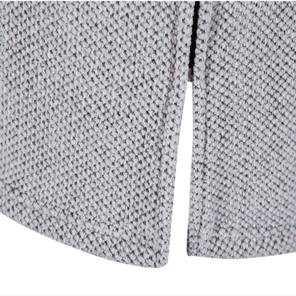 Stylish Men's Plus Fleece Hooded Winter Cardigan Jacket in navy blue, featuring a chic hooded v-neck and modern slit side pockets for a casual yet fashionable look.