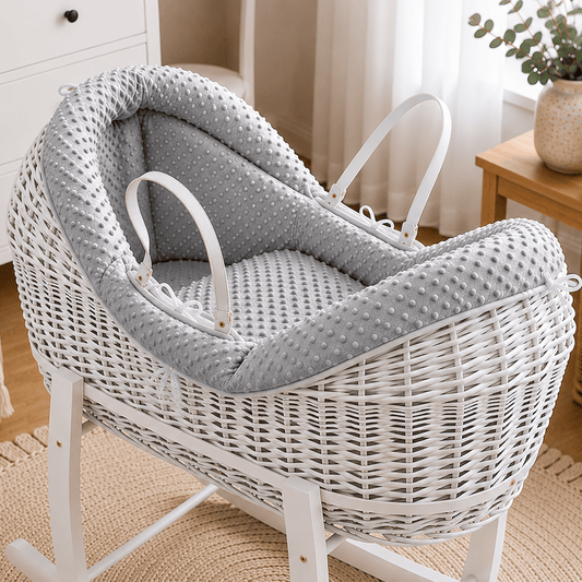 Pod Grey Dimple Moses Basket Bedding Set