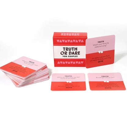 Couples' Sexy Truth or Dare Card Game by Dazzling Dreams Studio featuring an assortment of vibrant cards with playful prompts and a chic box, perfect for igniting passion on Valentine's Day, birthdays, or anniversaries.