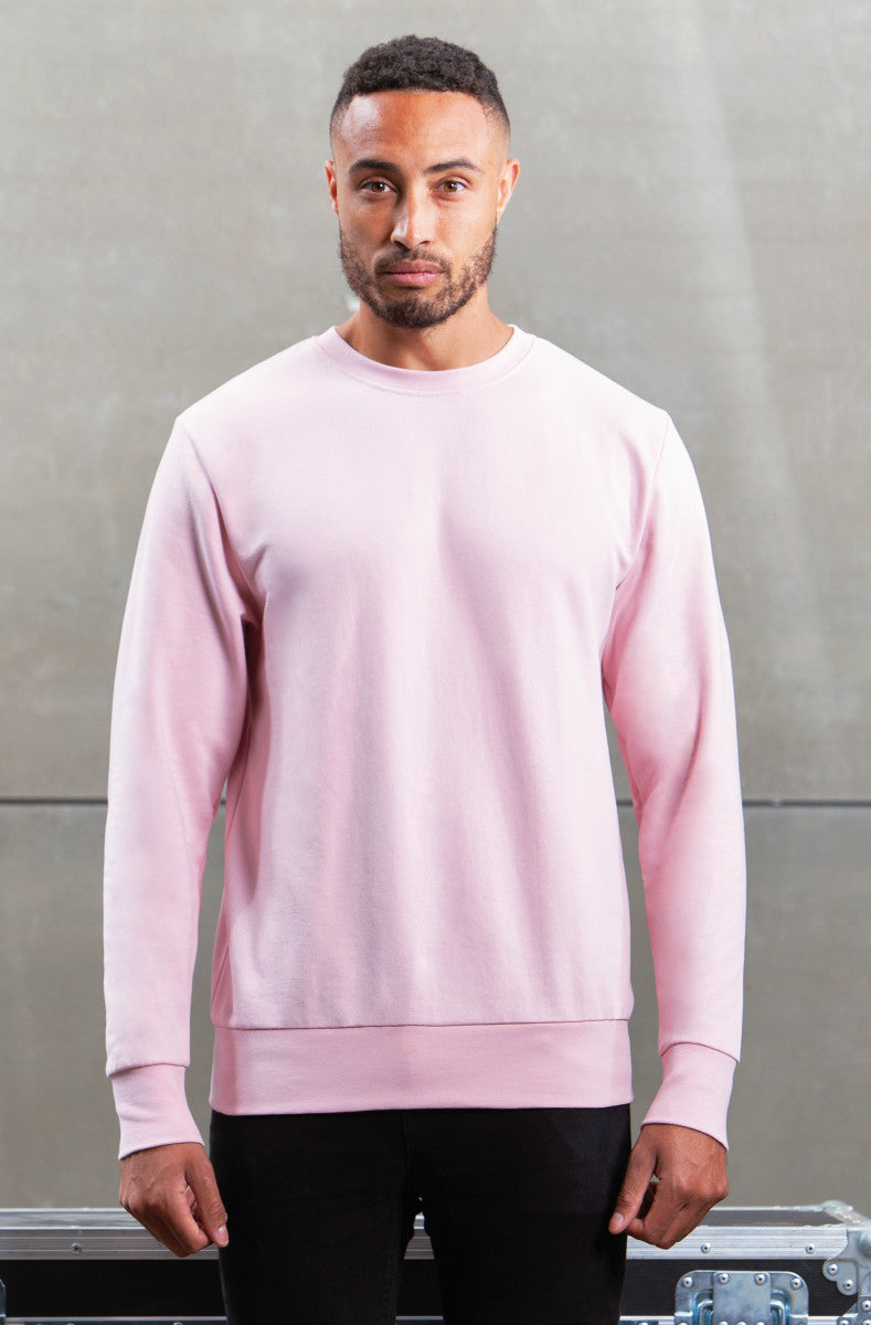 Earth Wardrobe logo close-up on eco-friendly sweatshirt, symbolising commitment to organic and recycled materials.