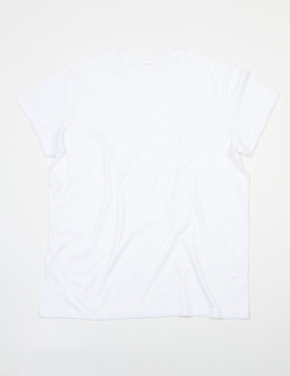 Fine narrow neck rib detail of Luxury Men's Roll Sleeve Tee, showcasing exceptional quality and sustainable craftsmanship.