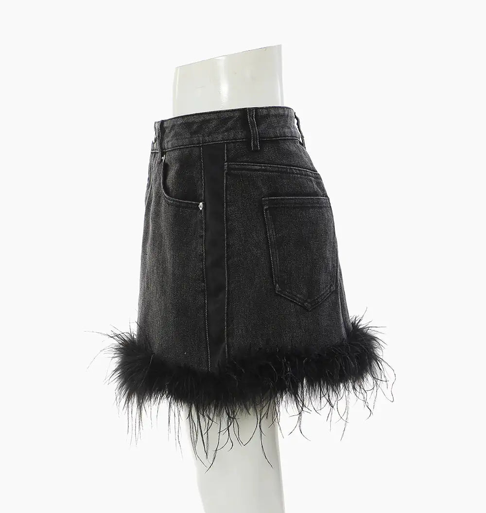 Women's Designer Rough Hem Denim Skirt