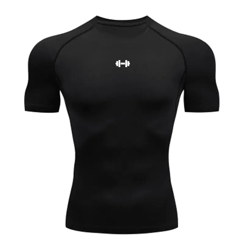 A flat lay of the High Elastic Compression T Shirt, highlighting its four-way stretch capability and athletic silhouette.