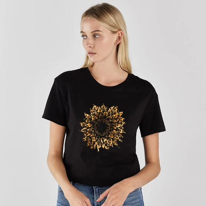 Luxury Leopard Lips Print Women's T-Shirt from Dazzling Dreams Studio, showcasing a striking graphic on ultra-soft milk silk fabric.