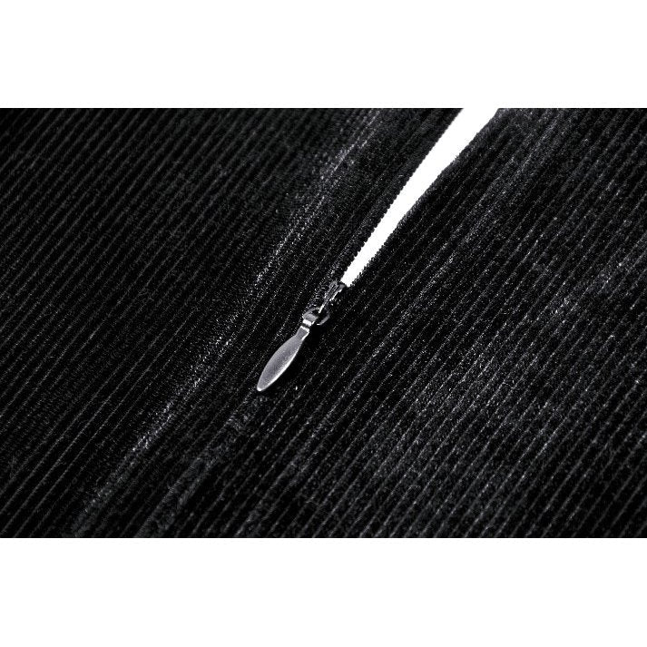 Fashion model wearing the Dark In Love Inez Gothic Velvet Lace Gown, exuding sophistication and elegance at a formal event.