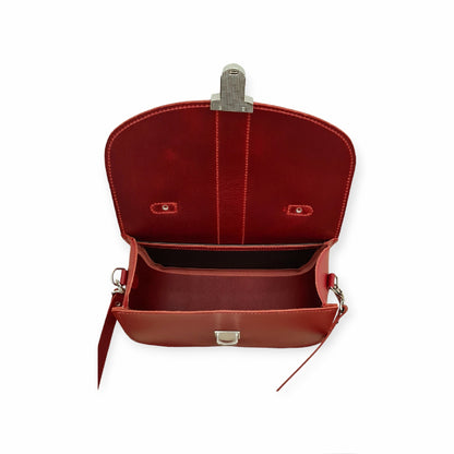 Zatchels Olympia Handmade Leather Handbag in vibrant red, showcasing luxurious craftsmanship and elegant design, perfect for the style-conscious woman.