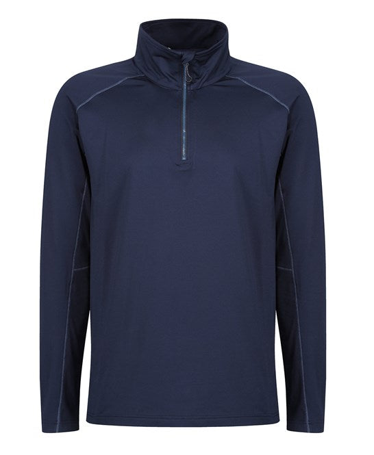 Close-up view of the Regatta Professional Core Stretch Half-Zip Mid-Layer, highlighting its premium fabric and flexible stretch ideal for dynamic movement.