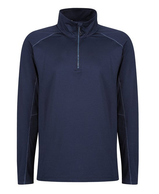 Close-up view of the Regatta Professional Core Stretch Half-Zip Mid-Layer, highlighting its premium fabric and flexible stretch ideal for dynamic movement.